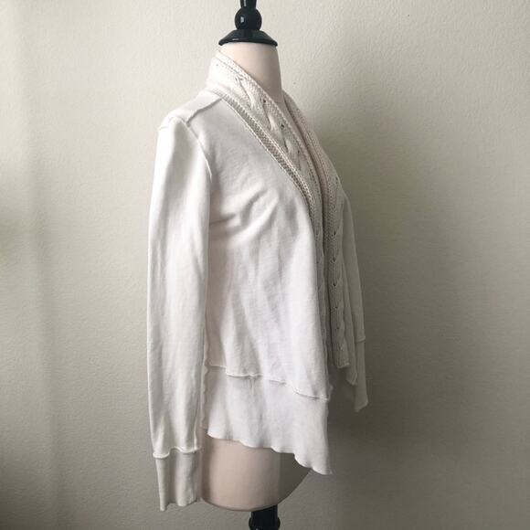 Jack by BB Dakota Cable Knit Sweater Trim Open Sweatshirt Cardigan cream ivory - Picture 3 of 6